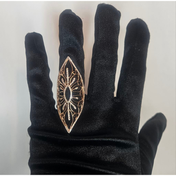 18k Gold Vermeil Over Sterling Silver Ornate Openwork Filigree Ring Sz 7 NWT - Picture 10 of 11